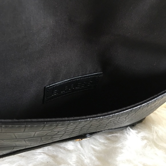 Express Black Leather Envelope Gold Clutch Purse - Picture 5 of 7
